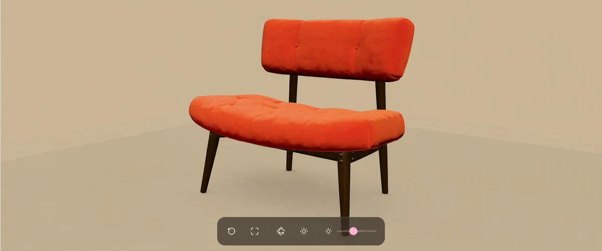 Static product viewer preview showing a 3D product model in a product detail page